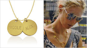 Heidi Klum com Colar com Discos Personalizados de Prata Banhada a Ouro 18k