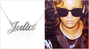 Rihanna com Colar de Prata 925 Com Nome Personalizado