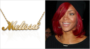 Rihanna com Colar de Prata Banhada a Ouro 18k