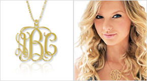 Taylor Swift com Colar de Prata Banhado a Ouro 18k Personalizado - Monograma